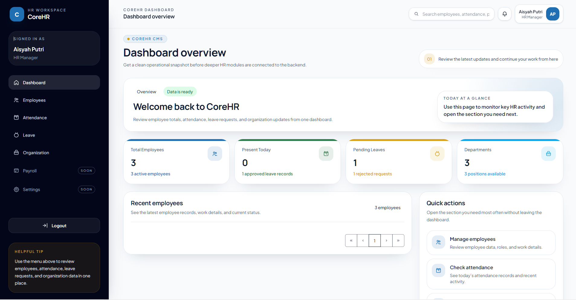 HR System preview